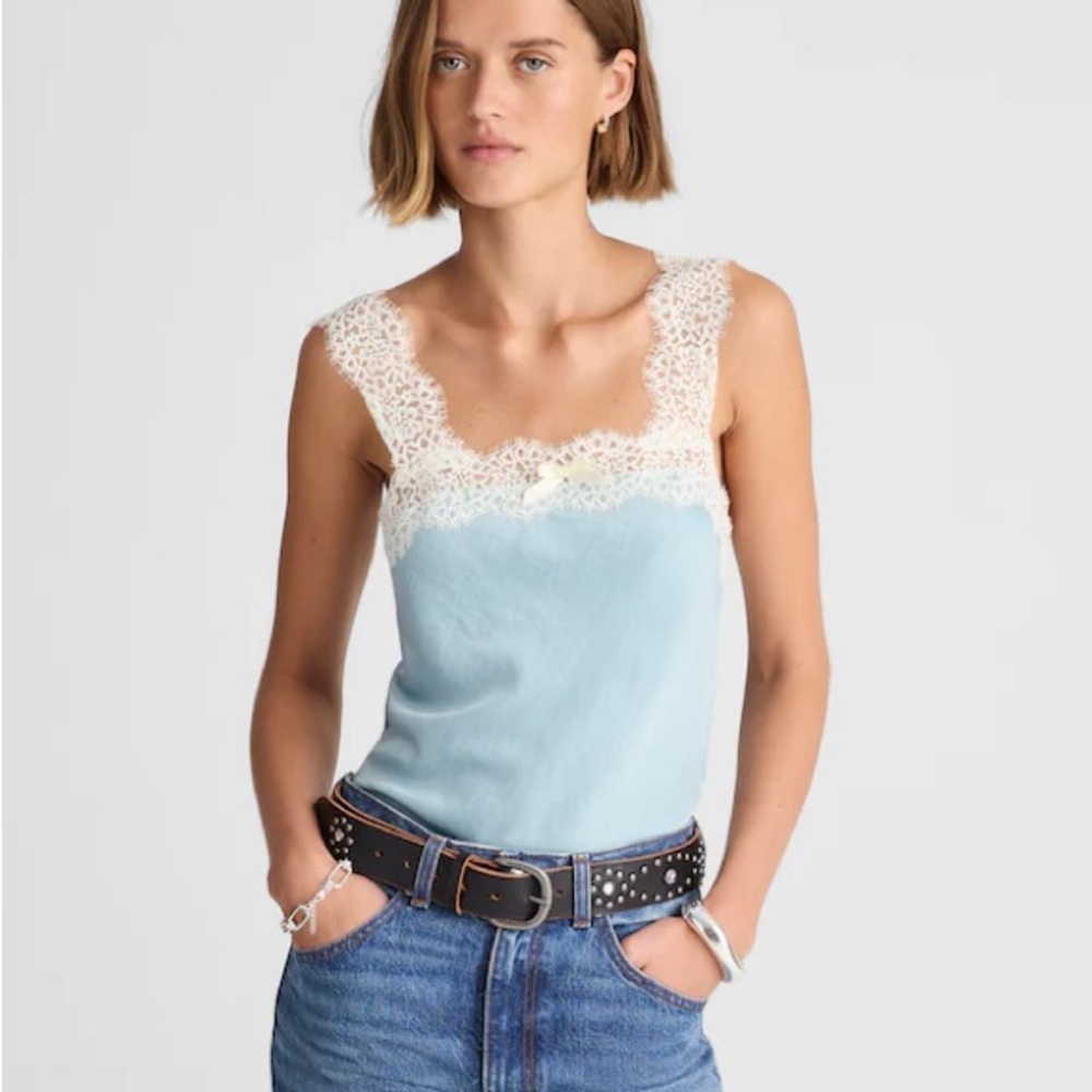 Alexa Chung for madewell blue satin top